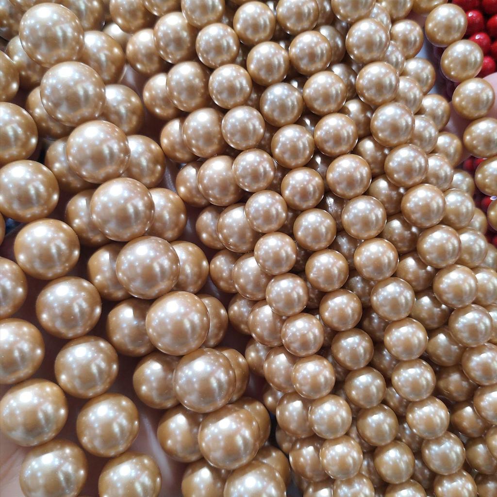 Champagne Color Imitation Shell Pearl Beads 6-12mm for DIY Jewelry, Round Spacer Beads, Loose Beads