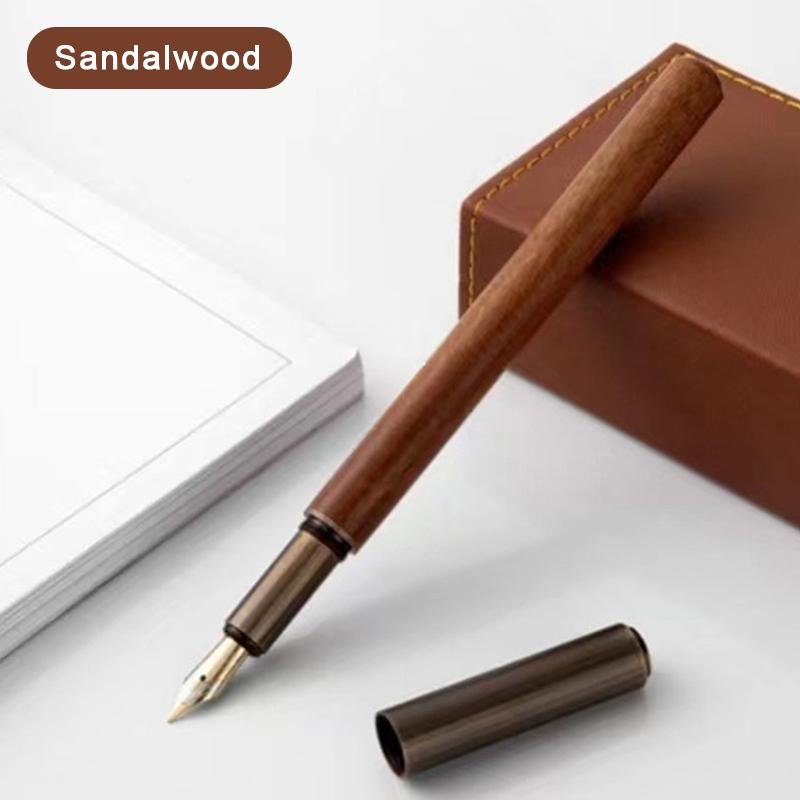 

Luxury Retro Wood Bronze Fountain Pen Office Business Writing Art Calligraphy Ink Pens 0.5Mm School Student Stationery Gifts A