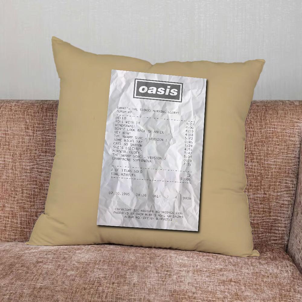 Music O-Oasis Band Pillow Case For Home Bedroom Car Office Decoration Living Room Sofa Cushion Cover Suitable