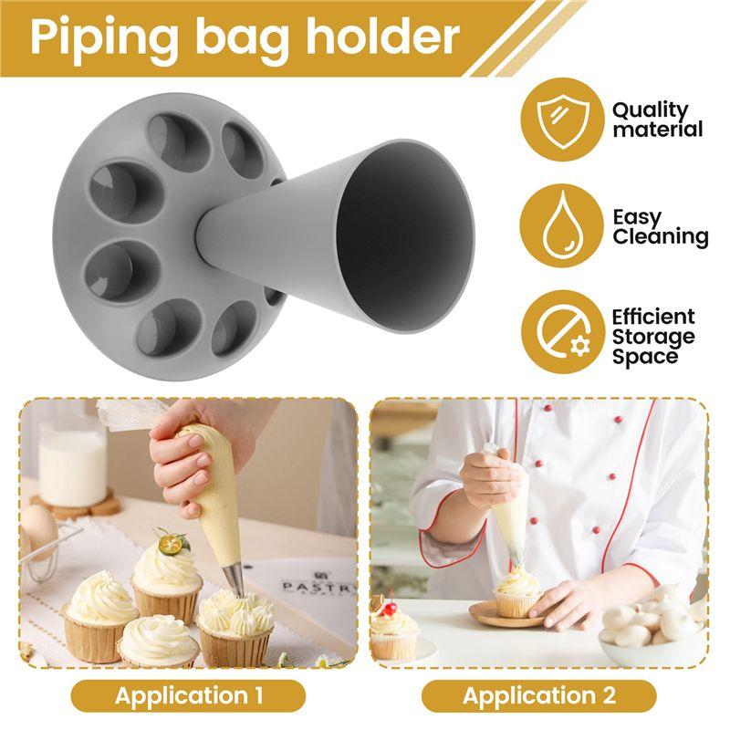 M-Modern-Piping Bag Holder With 8 Slots Nozzles, Plastic Pastry Bag Stand For Cake Decorating Kit A