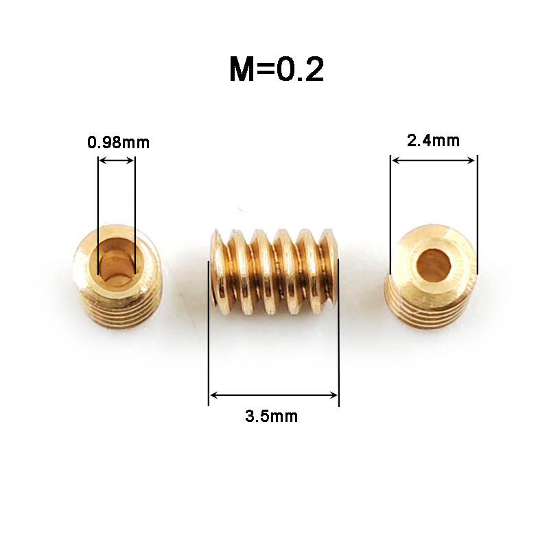 Micro Copper Worm Gear OD2.4mm Width 3.5mm Hole 0.98mm Wormwheel W2.4x3.5-1A 0.2M Pinion