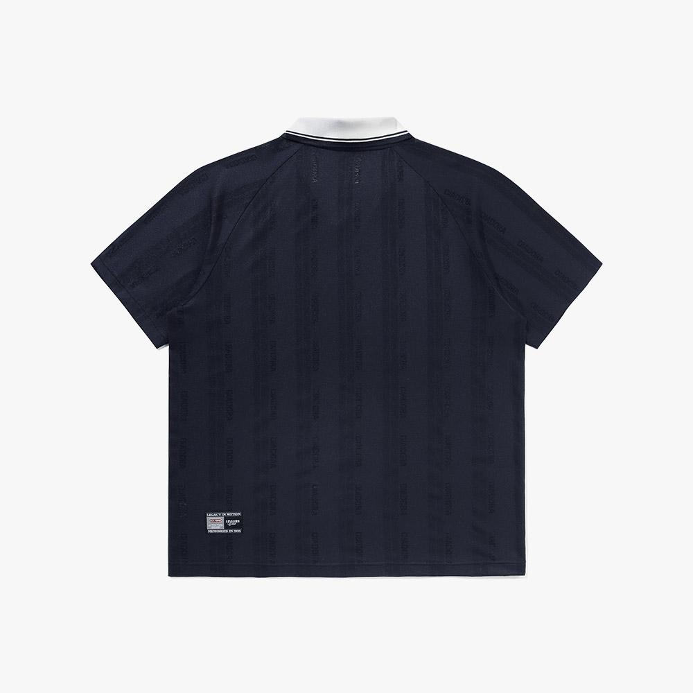 Diadora Ceremony Mesh Jacquard Collar Short Sleeve T-Shirt Navy