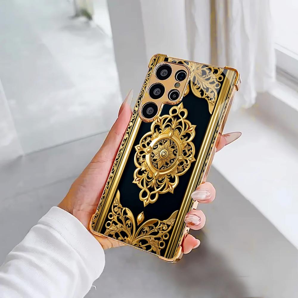 Pattern Scratch Proof Beautiful Electroplating Glass PhoneCase for Samsung Galaxy S26 S25 S24 S23 S22 FE,Ultra,Plus Anti-impact