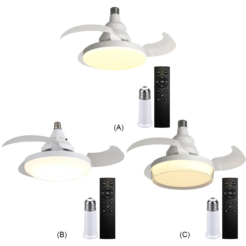 Invisible Leaf Fan with LED Light Remote Control Dimming Fan Electric Silent Ceiling Fan for Dining Room Bedroom Living Room