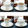 White Bone China Coffee Cup and Saucer, Lightweight Porcelain Espresso Cups with Gold Trim,Ceramic Tea Cup Coffee Mug,1 Set