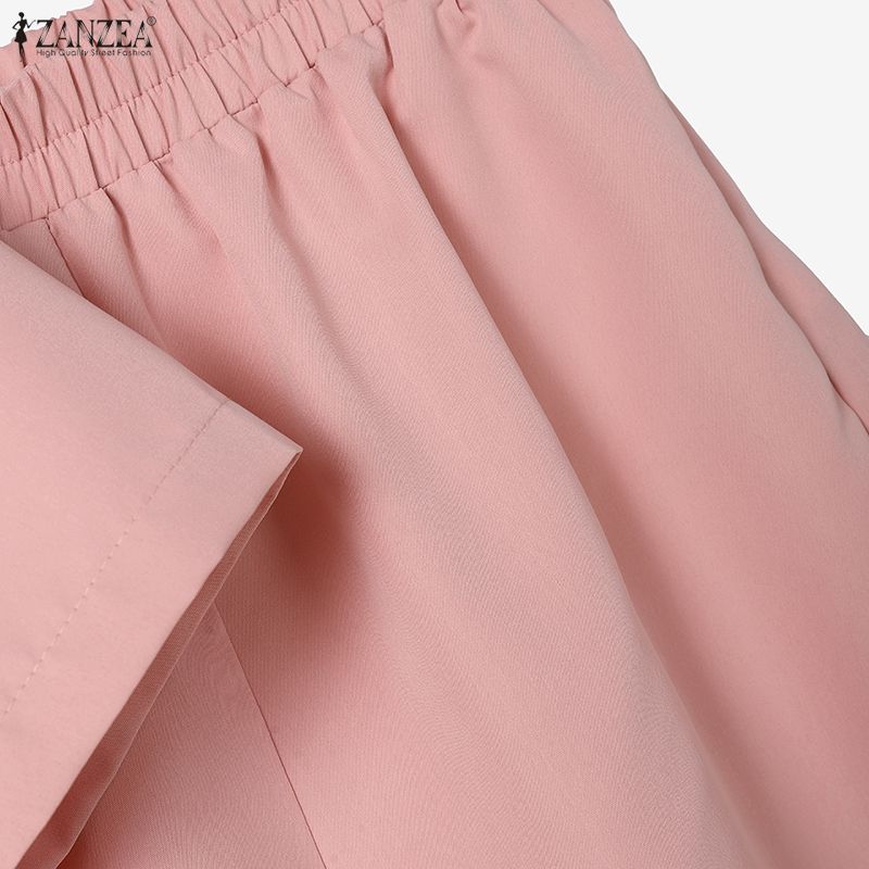 ZANZEA Completo estivo due pezzi da donna con blusa a maniche corte e shorts