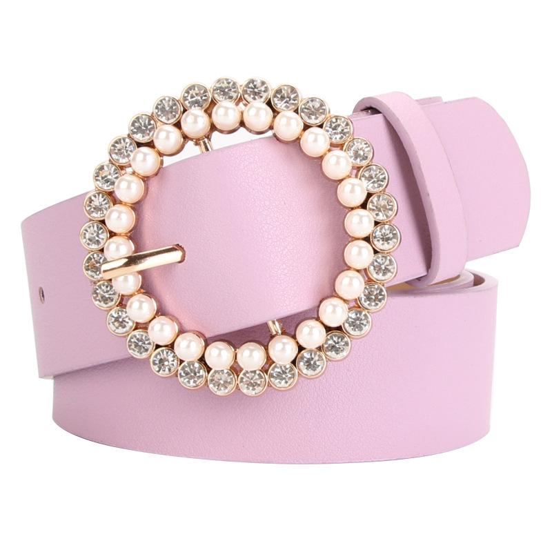 Rhinestone & Pearl Women's Belt Buckle - Stylish Decorative Belt for Dresses