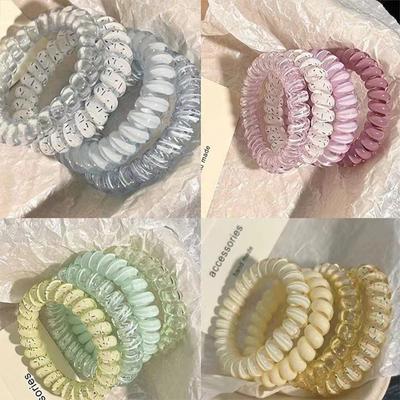 4 stuks spiraalvormige haarelastiekjes voor vrouwen, telefoonsnoer, haarring, elastische hoofdbanden, rubberen bandjes, scrunchies, hoofddeksels, haaraccessoires