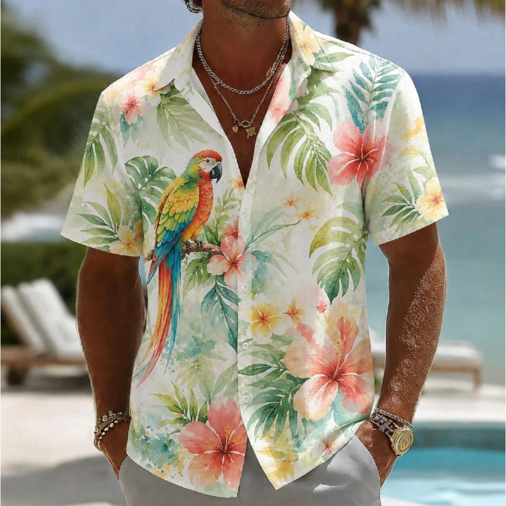 Men's Floral 3D Print Shirt Button Up Shirt Casual Shirt Summer Shirt Short Sleeve Daily Vacation Clothing