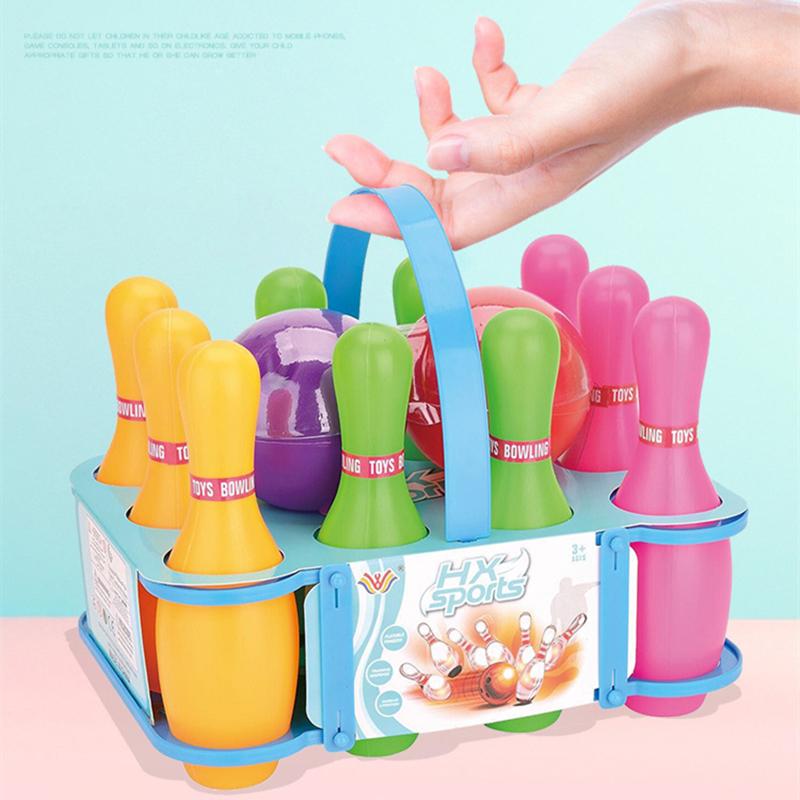 Leuchtendes Bowling-Set Bowling Pins Spiele für Kinder Kleinkind Bowlingkugel-Set Leuchtet im Dunkeln Spiele Eltern-Kind Interaktives Spielzeug
