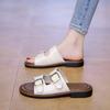 CRLAYDK Flat Sandals for Women Walking Summer Ladies Adjustable Buckle Strap Casual Outdoor Slippers Dressy Slides Footwear