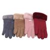 Women’s Winter Warm Touch Screen Gloves Suede Leather Double Thick Velvet Plush Wrist Cycling Driving Outdoor Cold-Resistant Mittens