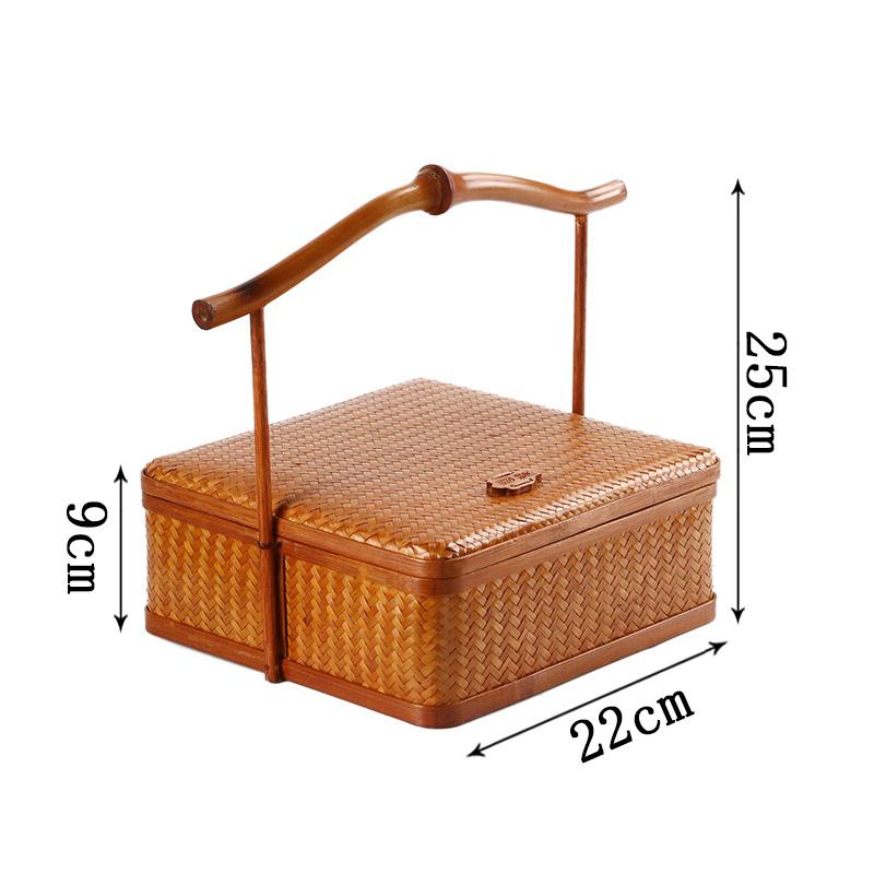 

For Chinese Puerh Tea Storage Box Handwoven Bamboo Lacquer Container Compartments Tea Cake Organizer Home Decor Box