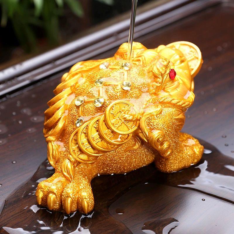Golden Toad Color-Changing Resin Tea Pet