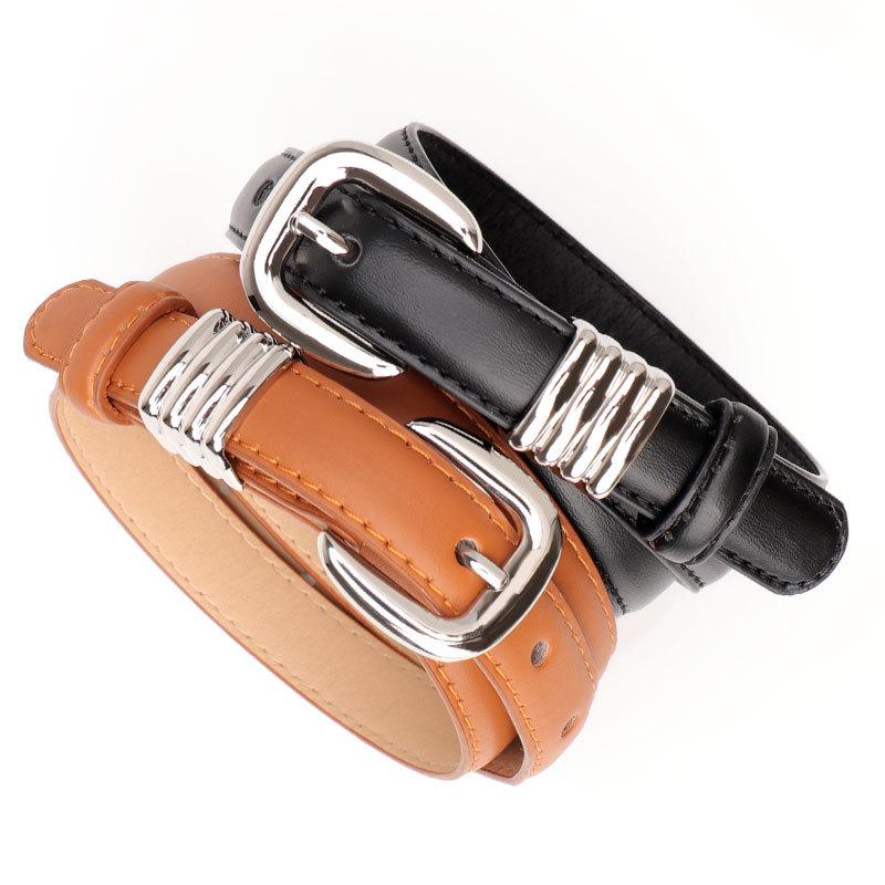 Women's Faux Leather Minimalist Skinny Belt for Jeans and Dresses