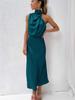 Luxury Satin Sleeveless Dress for Women - Elegant Evening Gown for  Spring/Summer Collection