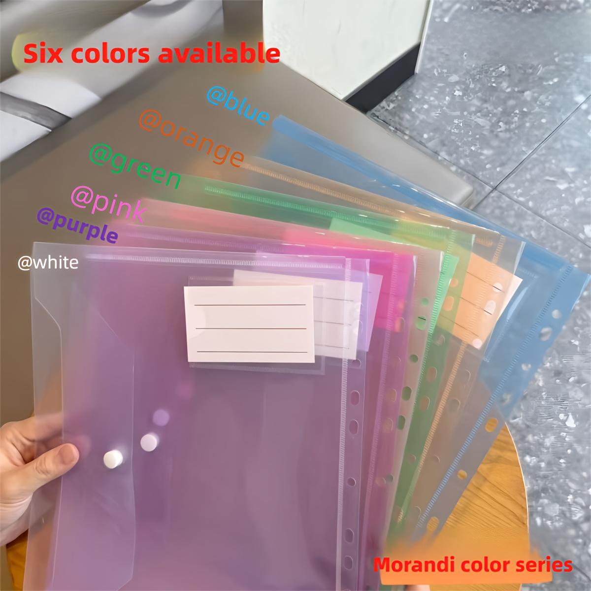 

6pcs A4 High-Capacity Loose-Leaf File Bags with 11-Hole Binding Rings,Expandable Button and Label Pocket Folders School
