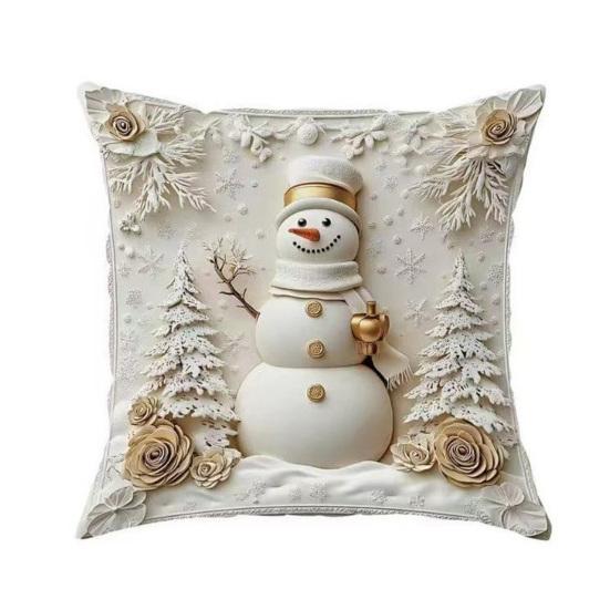 4Pcs Christmas Throw Pillow Cover White Santa Claus Snowman Xmas Tree Reindeer Cushion Cover Xmas Decorative Pillow Cover for Home Sofa Bed Couch