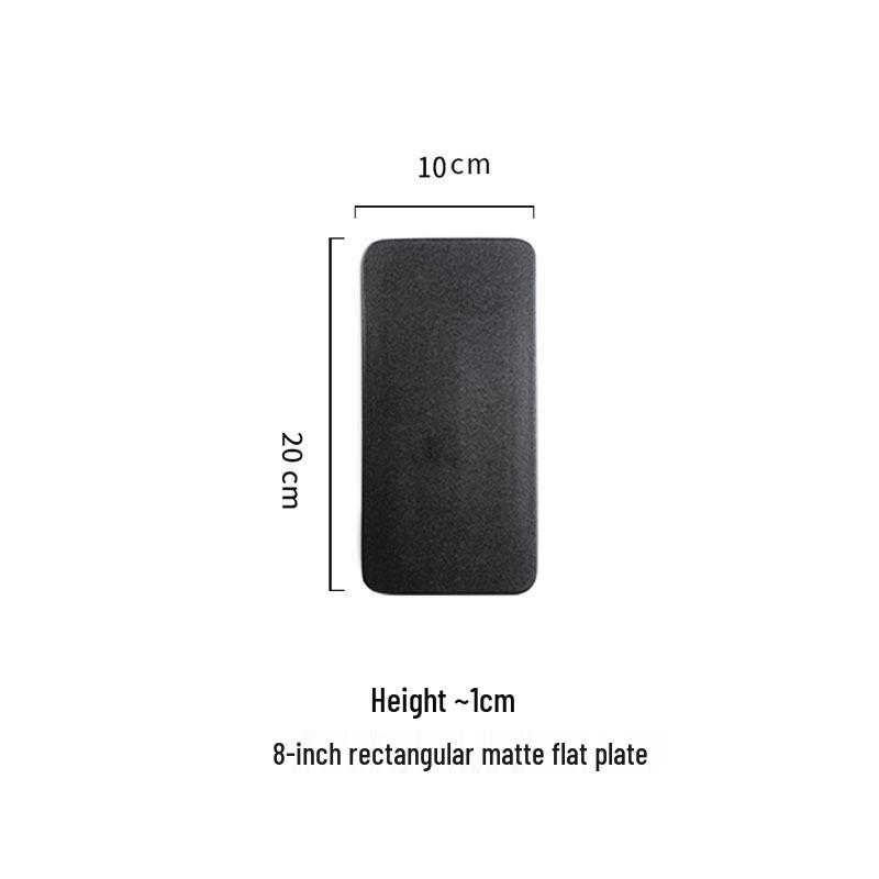 Nordic Black Frosted Rectangular Steak & Dessert Plate