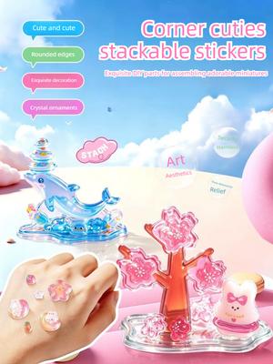 3D Crystal Stickers Cute Relief Stickers Fun Stacking Series Children's Toys Exchange Stickers School Office Supplies Stationery