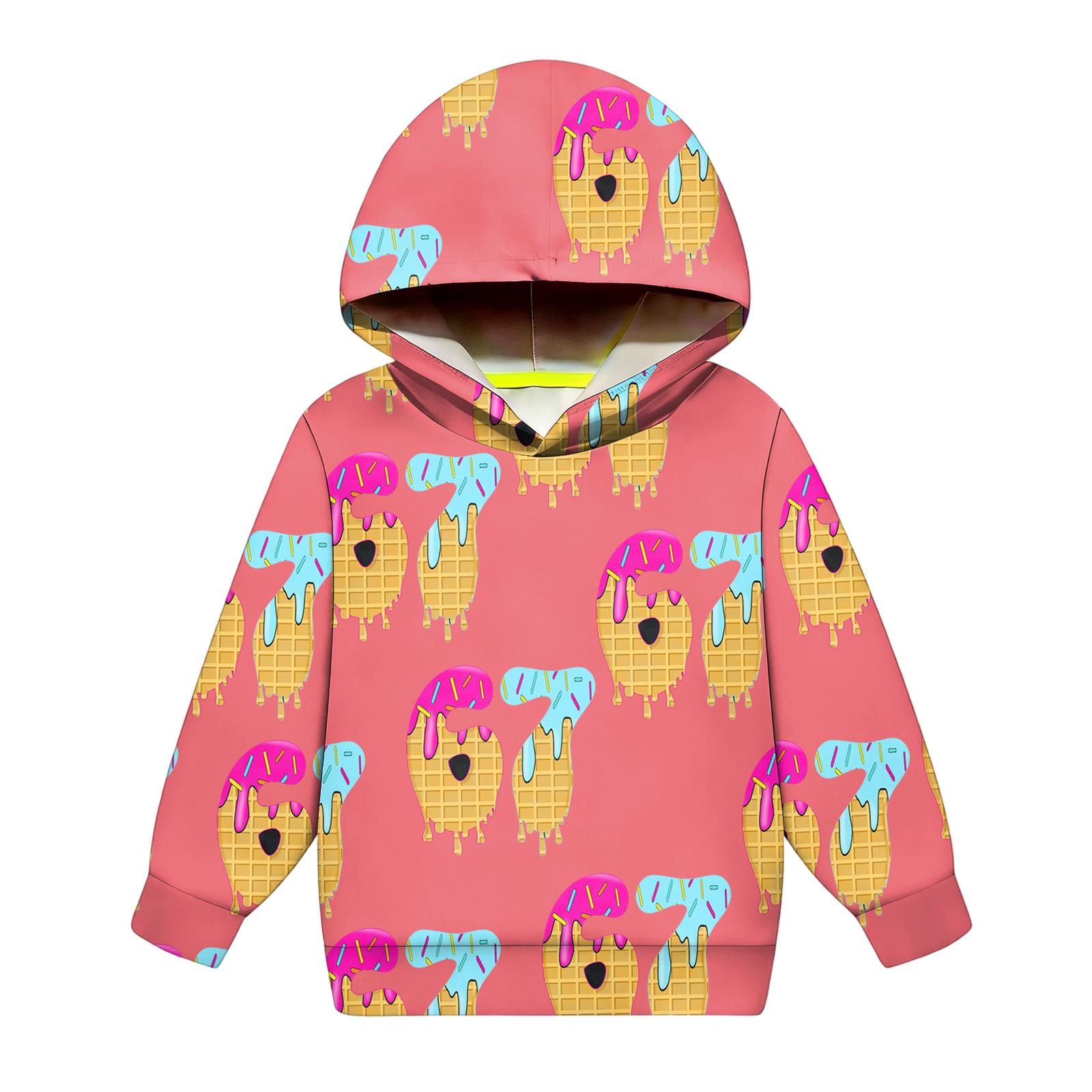 

Children s Fashionable Long Sleeved Printed Hooded Top Loose Fitting Sweatshirt Top 90 жовтий