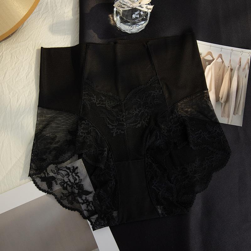 

Ladies Summer Lace Ice Silk Belly Lift Hip High Waist Without A Scratch Briefs L чёрный