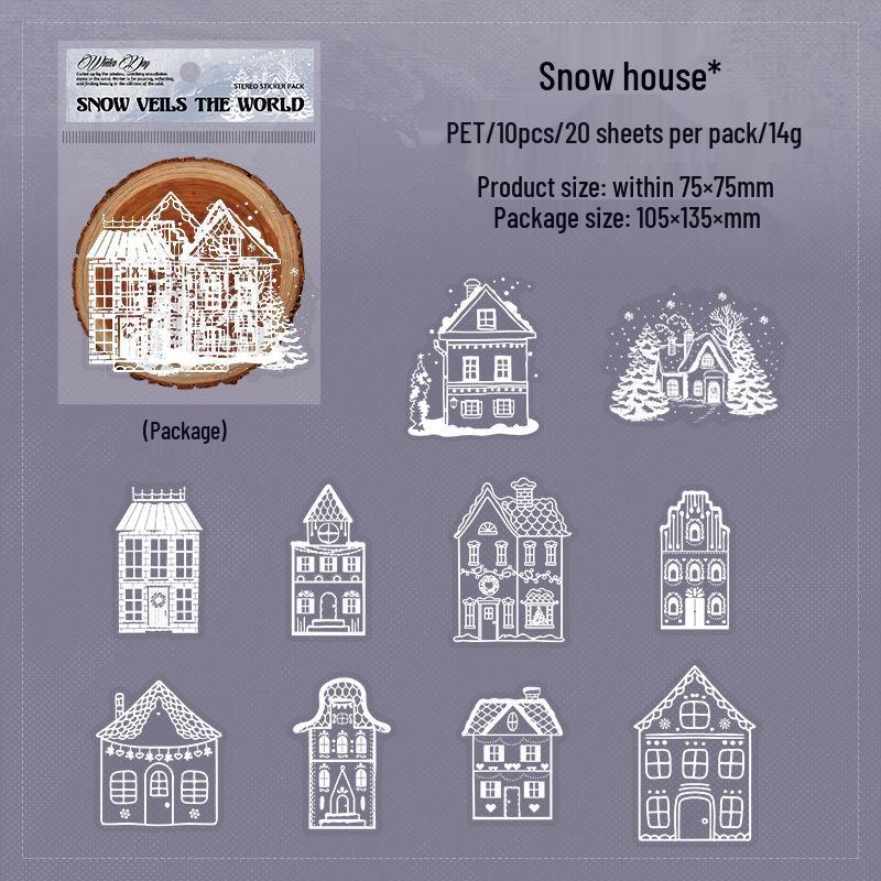 Ketchup Girl Winter Scenery 3D Foam Sticker Pack: Myriad Series for Journals & Collages, 6 Styles
