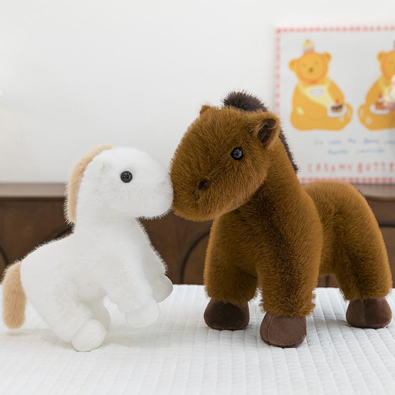Cute simulation brown pony doll plush toy black pony doll children's company soothing rag doll