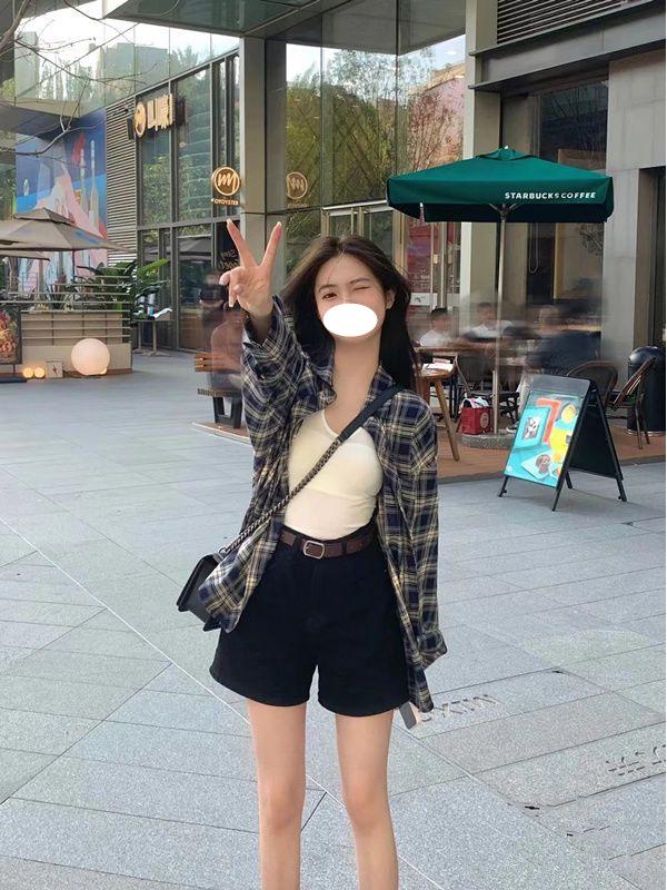 Women's Plaid Long Sleeve Korean Style Cardigan Shirt - Loose Retro Jacket for Spring and Autumn