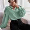 Long Sleeved Single Row Button Loose Women's Top Women's Shirt New Elegant Solid Color Lapel