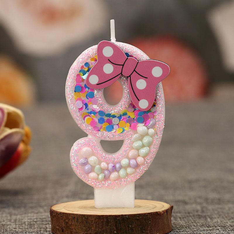 

0-9 Розовые Свечи-Бантики на День Рождения,Свечи для Декора для Товаров для Вечеринки Дети Девочки Взрослые День Рождения Свадьба Юбилей Вечеринка