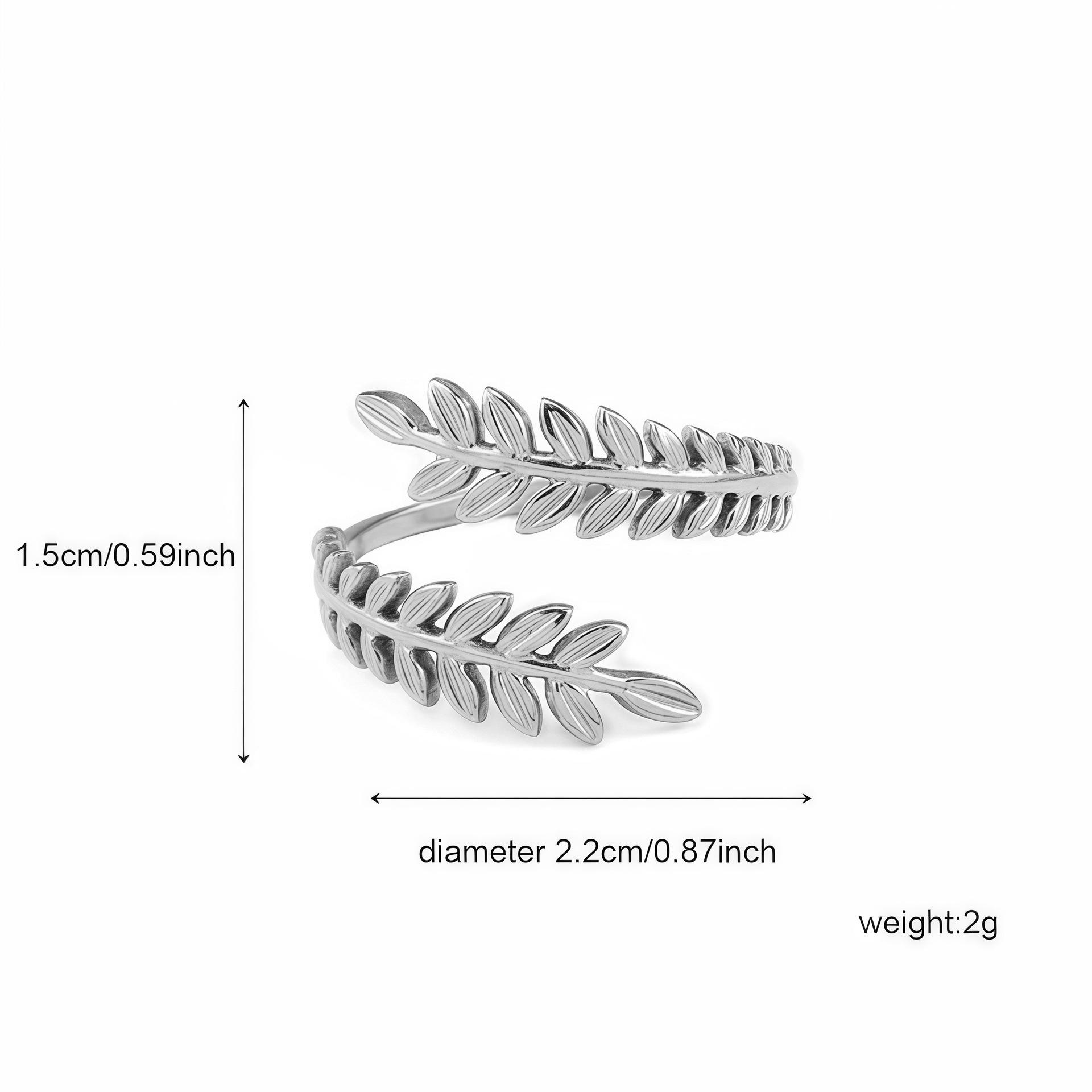 European-American Fashion Adjustable Branch Leaf Stainless Steel Ring, 18K Gold-Plated Titanium Steel Women s Finger Ring