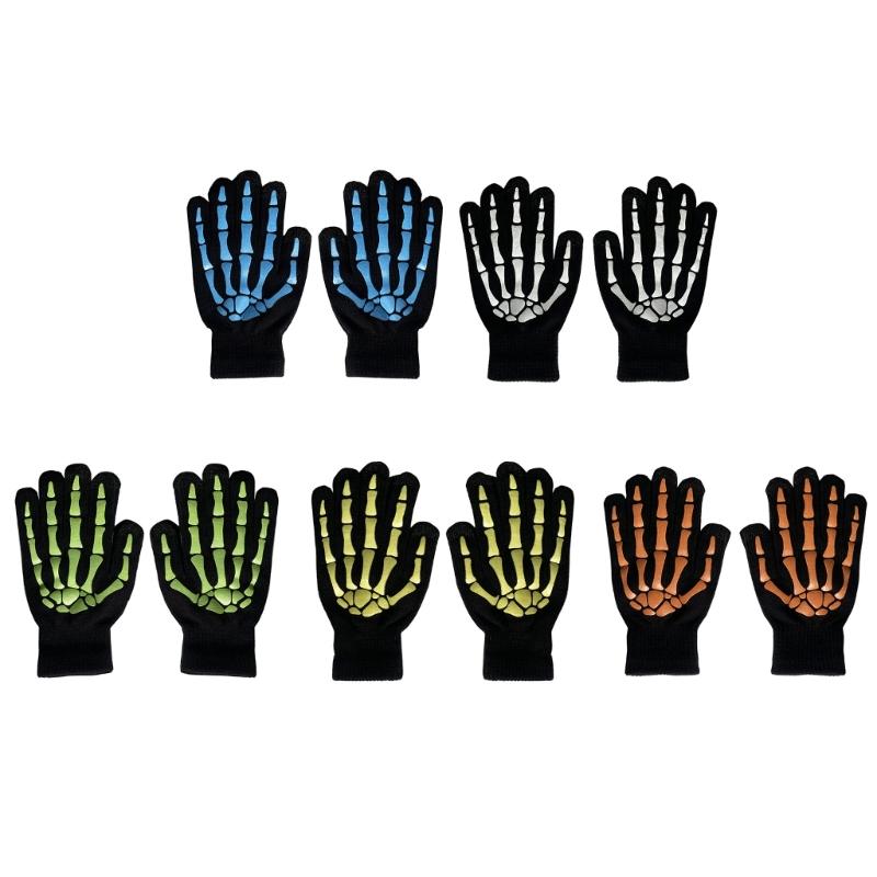 Glowing Hand Claw Gloves Full Finger Gloves Adult Unisex Gothic Knitting Gloves