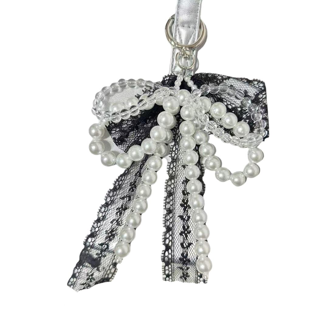 Imitation Pearls Bowknot Keychain Butterfly Knot Pendant for Women Handbags and Backpacks Colorful Key Chain Ornament