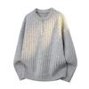 Men's Casual Ribbed Knit Sweater - Autumn/Winter Round Neck Loose-Fit.