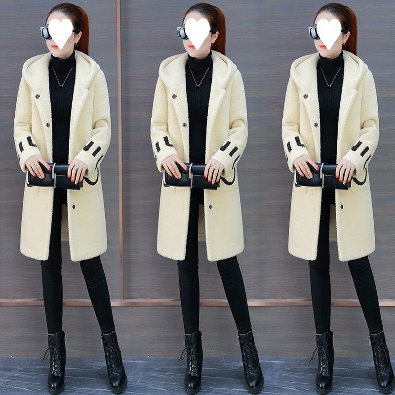 

Женская шерстяная куртка средней длины, осенне-зимняя стильная ветровка, новинка, весенне-осенний наряд для мам, пальто XL бежевый