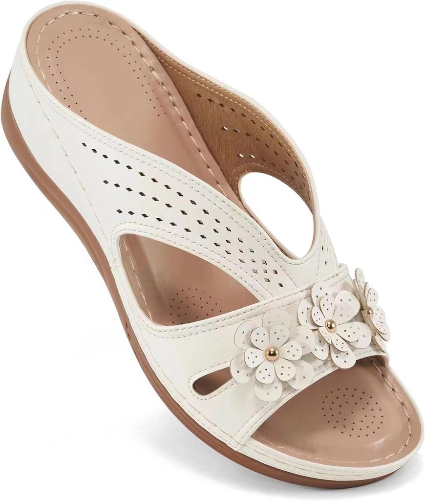 fashion 2024 New Open Toe Women's Wedge Sandals  Summer Fashion Leopard Print Breathable Comfortable Sandals Woman Buckle Female Footwea