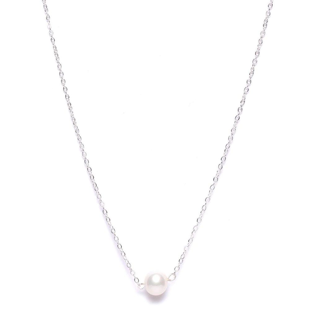 Silver Tone Pear Contemporary Brass Chain For Women