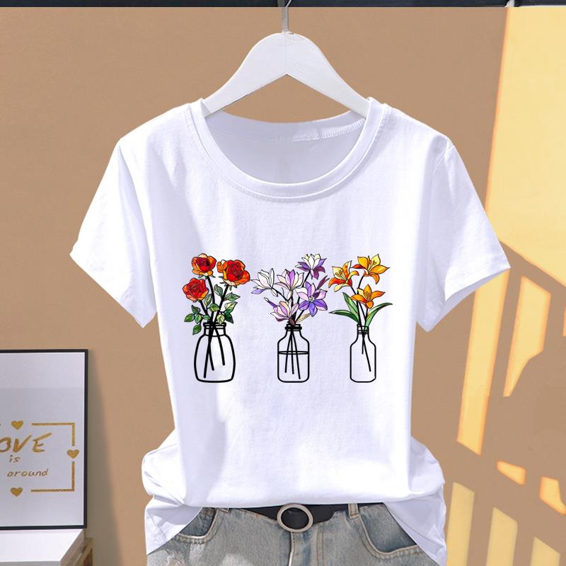 (Asian Size) cute letter style Women's Top T shirt Printed O-neck Short Sleeve T-shirts Fashion Female Casual Clothing Graphic Tee