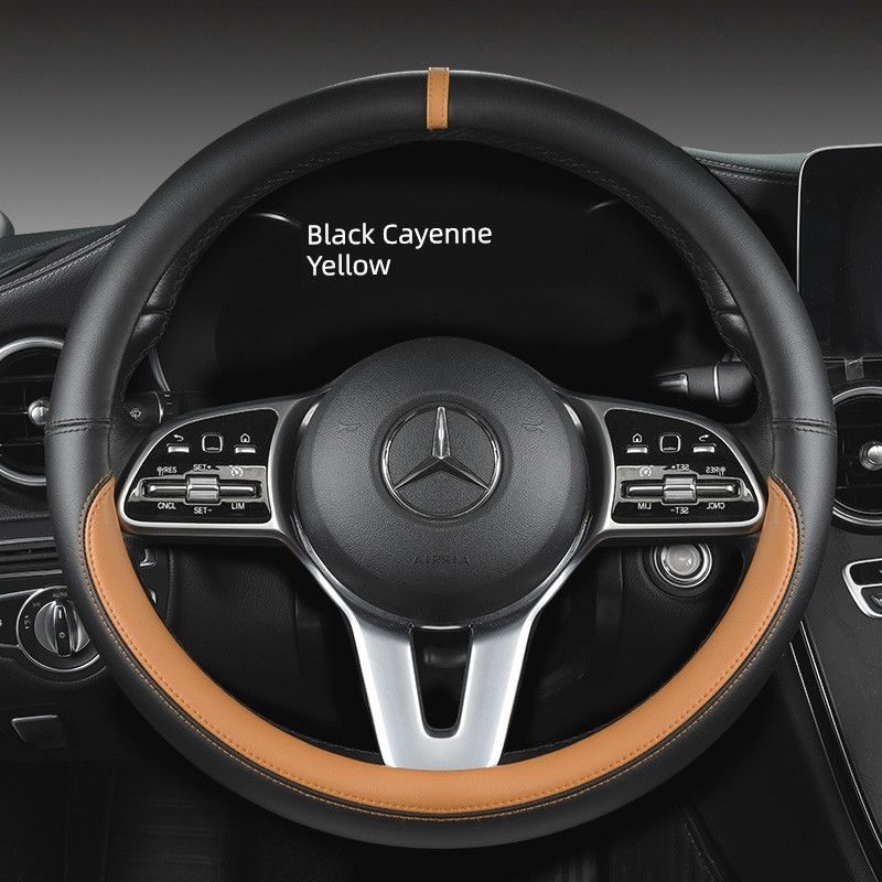 New Car Steering Wheel Cover All Year Round Neutral Fashion Color Contrast Non Slip Abrasion Resistant Napa Leather Car Steering Wheel Cover
