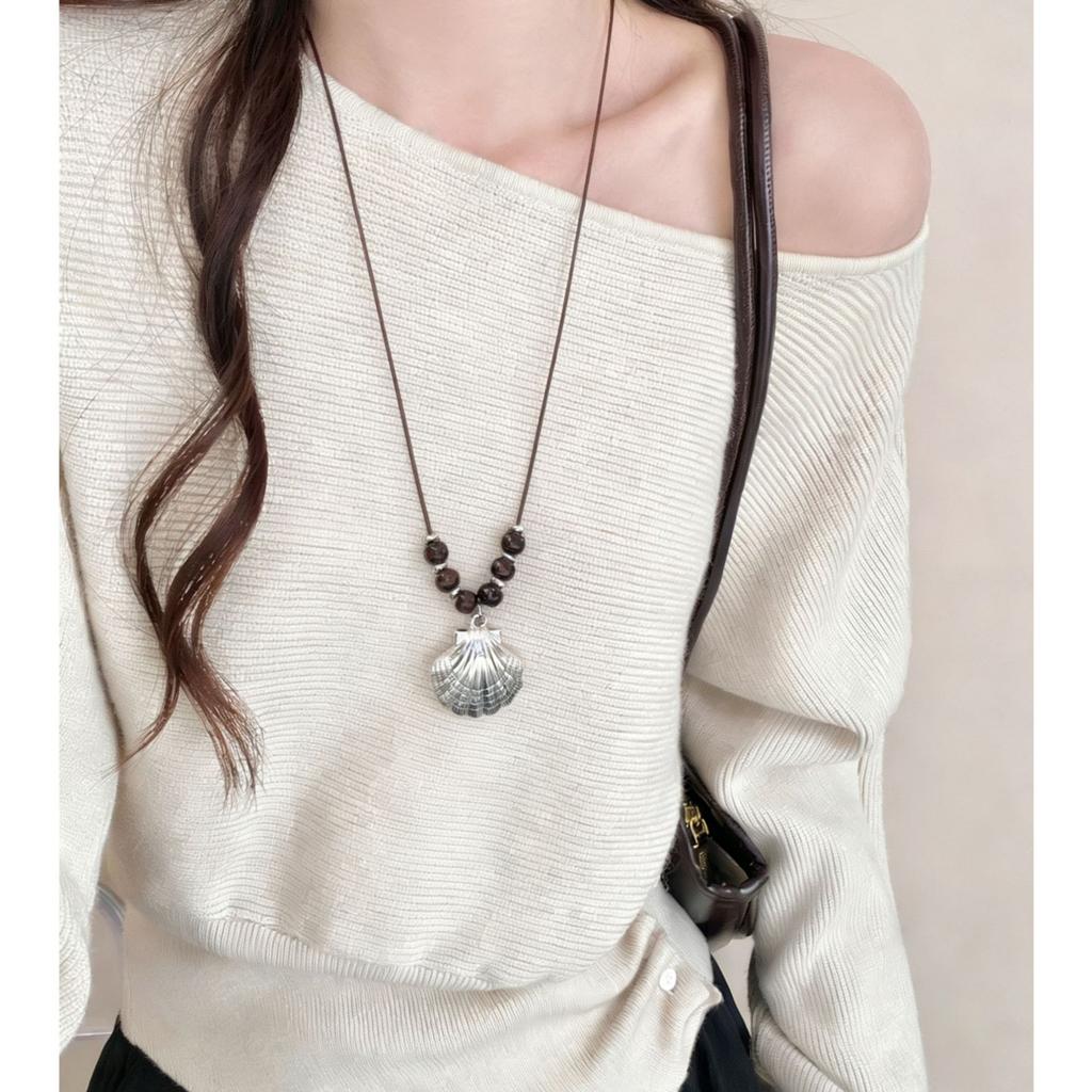 New Bead Summer Seaside Vacation Conch Shells Starfish Pendant Long Adjustable Necklace for Women Bohemian Vintage Accessories