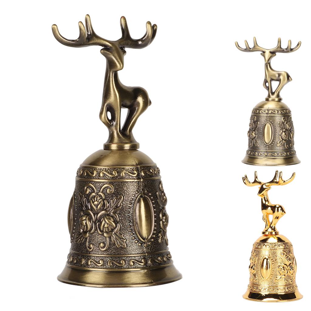 Deer Shape Hand Bell Vintage Plating Process Rustproof Polished Finish Metal Hand Bell for Dining Ta