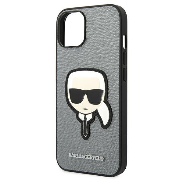 Karl Lagerfeld Klhcp14Ssapkhg Iphone 14 / 15 / 13 6,1 Srebrny/Silver Hardcase Saffiano Karl`s Head Patch