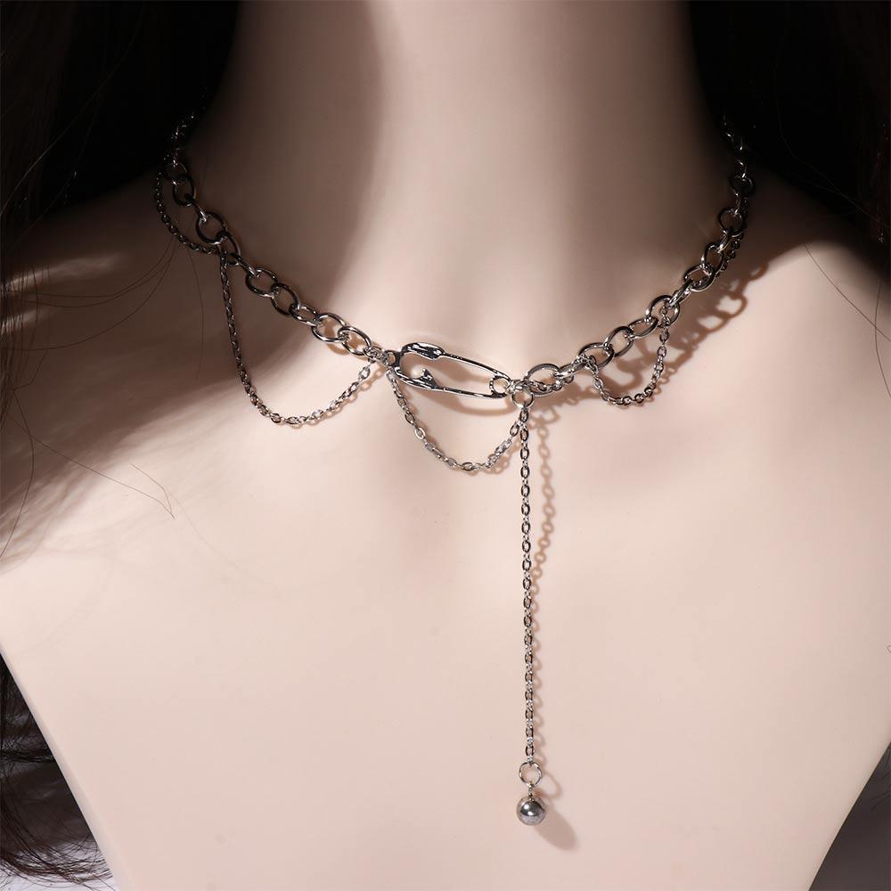 Safety Pin Dainty Sweater Necklace Party Jewelry Korean Style Pendant Necklace Women Clavicle Chain