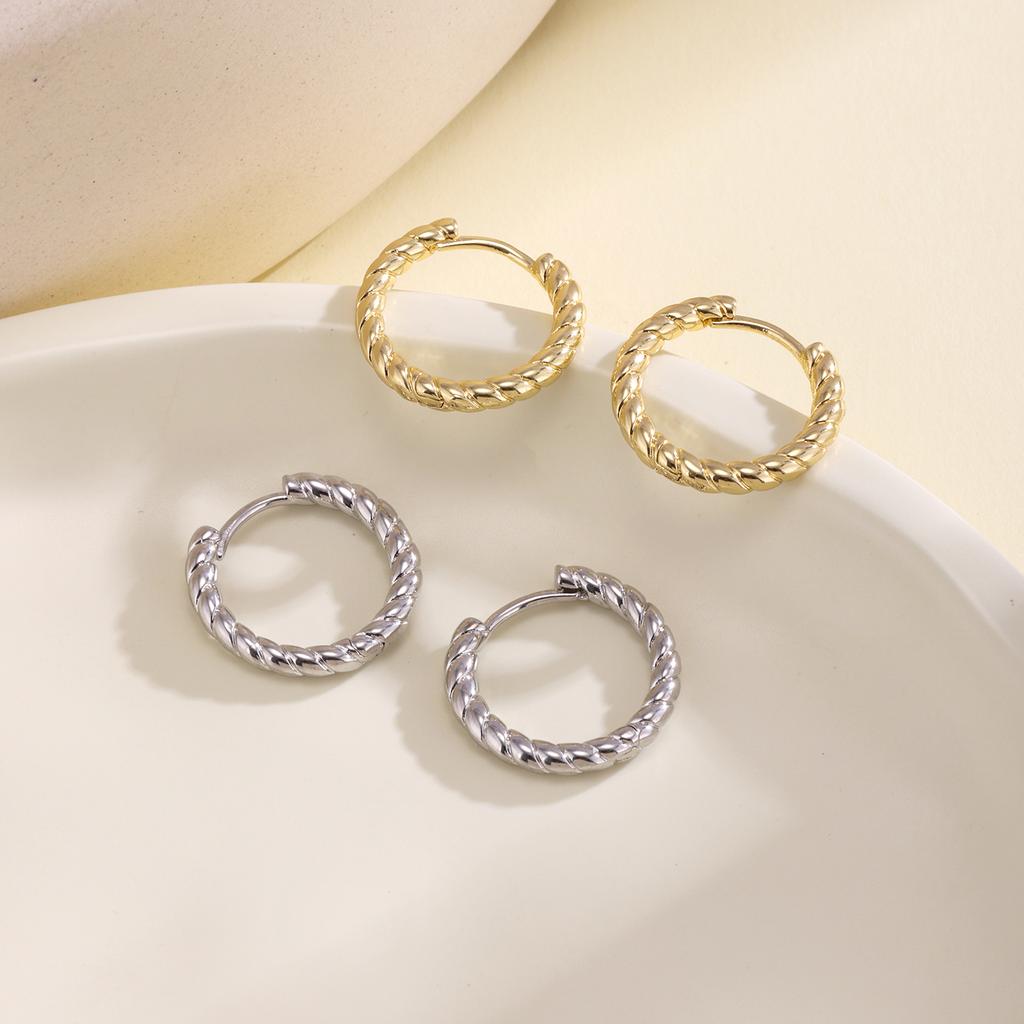 Nidin Trendy S/M/L Size Twisted Small Hoop Earrings For Women Minimalist Lightweight Comfortable Daily Wear Fashion Ear Jewelry