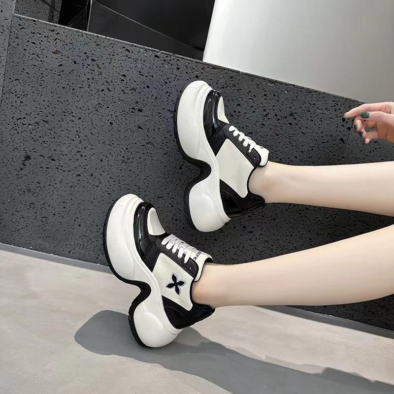 

Zhao Ruth summer new thick-soled panda casual lace-up sneakers cross flower dad shoes women s shoes 35 чёрный