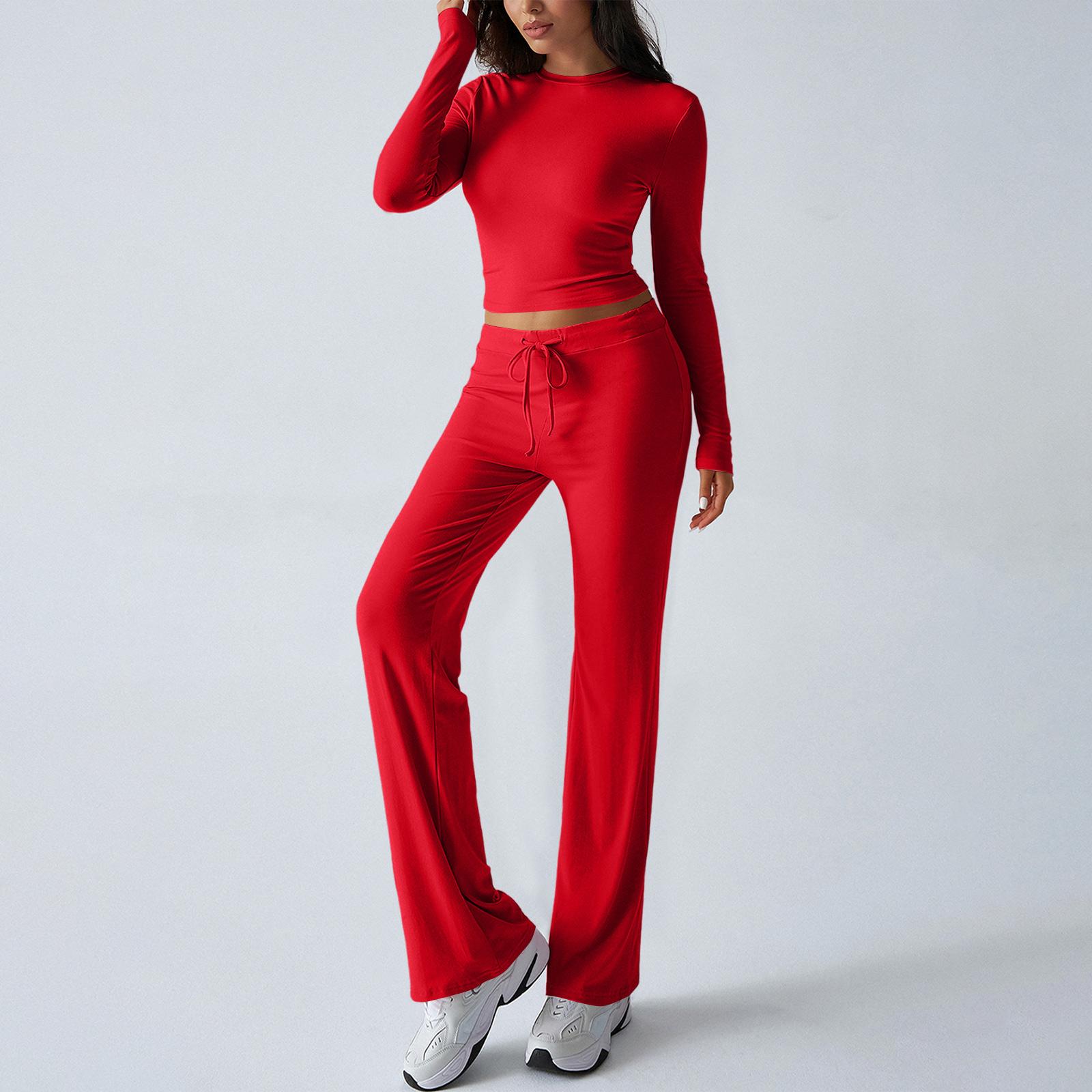 

Two Piece Sets For Women Casual Loose Long Sleeve Shirts And High Waisted Drawstring Shorts Tracksuit Fall Outfits XL красный