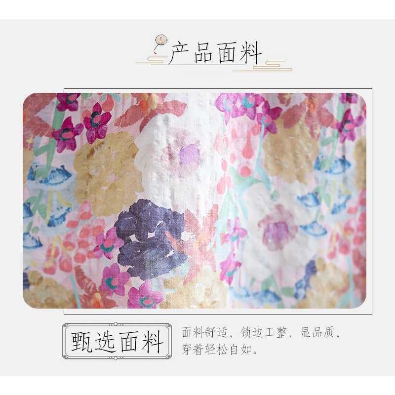 Literary Aging New Floral Vacation Style Travel Round Neck Long Sleeve Dresses