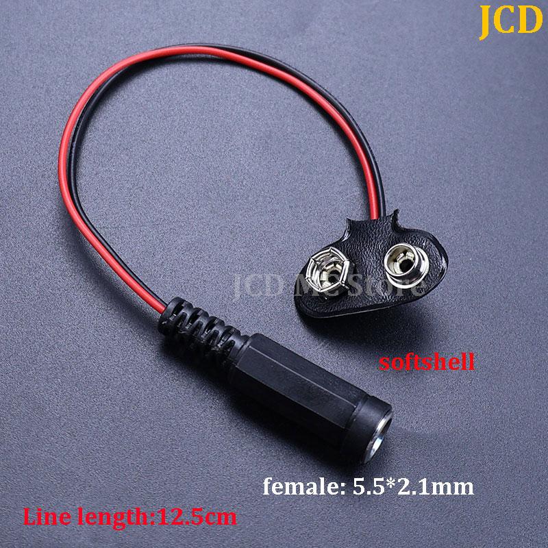 1-10PCS 9V Battery Clips 10-15cm DC5521 Male/Female Connector Buckle 9 Volt Battery Clip Connector I/T-Type Battery Holder