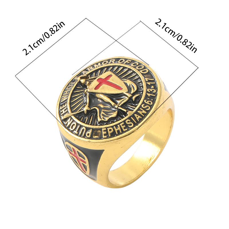 Men Women Personality Templar Shield Cross Ring Cross-border Hot European American Retro Niche Fashion Finger Jewelry